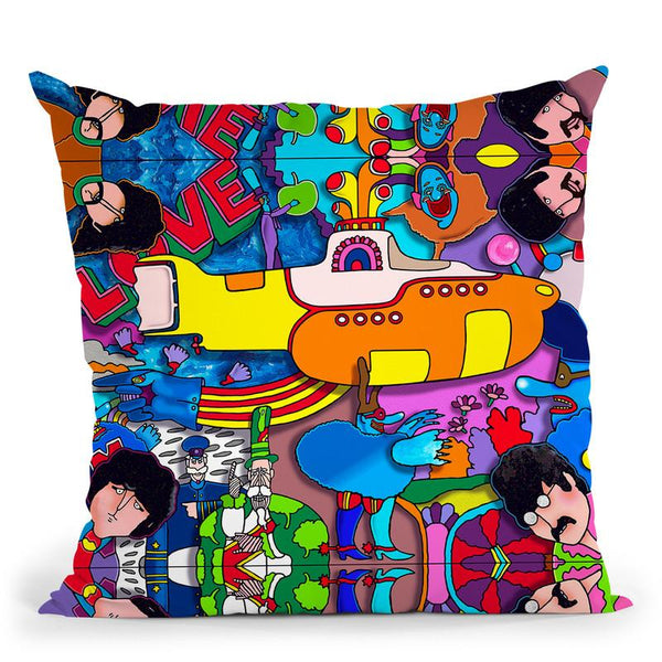 Beatles Yellow-Sub Throw Pillow By Howie Green - All About Vibe