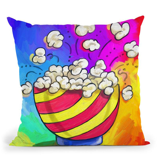 Pop-Art Popcorn Bowl Throw Pillow By Howie Green - All About Vibe
