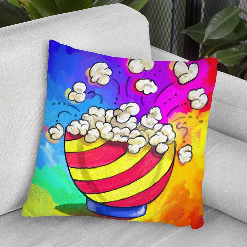 Pop-Art Popcorn Bowl Throw Pillow By Howie Green - All About Vibe