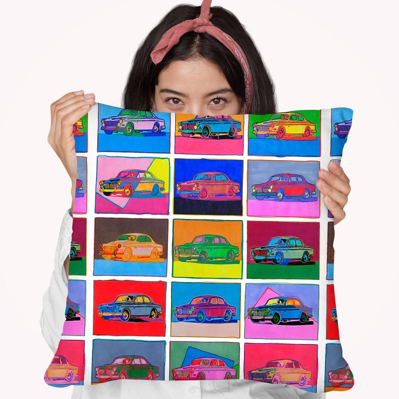 Pop Art Classic Volvo Throw Pillow By Howie Green - All About Vibe