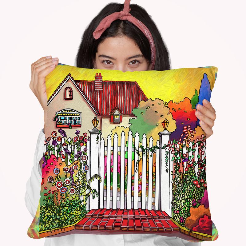 Pop Art Deco Cottage Throw Pillow By Howie Green - All About Vibe