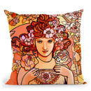 Mucha-Lady-116-2 Throw Pillow By Howie Green - All About Vibe