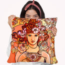 Mucha-Lady-116-2 Throw Pillow By Howie Green - All About Vibe