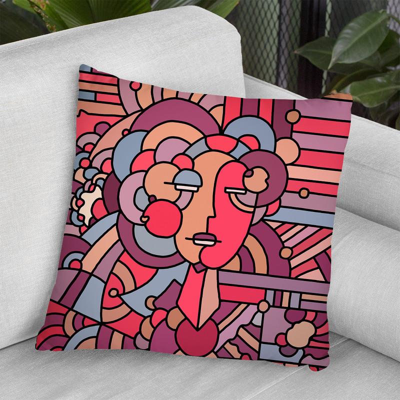 Pop-Art-Deco-Face-116 Throw Pillow By Howie Green - All About Vibe