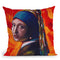 Pop-Art-Girl-Pearl-Necklace Throw Pillow By Howie Green - All About Vibe