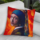 Pop-Art-Girl-Pearl-Necklace Throw Pillow By Howie Green - All About Vibe