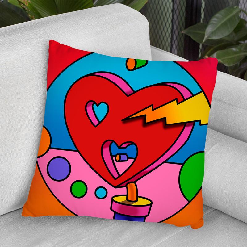 Pop-Art-Lightning-Heart-Circle Throw Pillow By Howie Green - All About Vibe