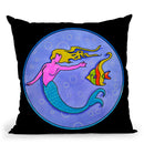 Pop-Art-Mermaid-Circle Throw Pillow By Howie Green - All About Vibe