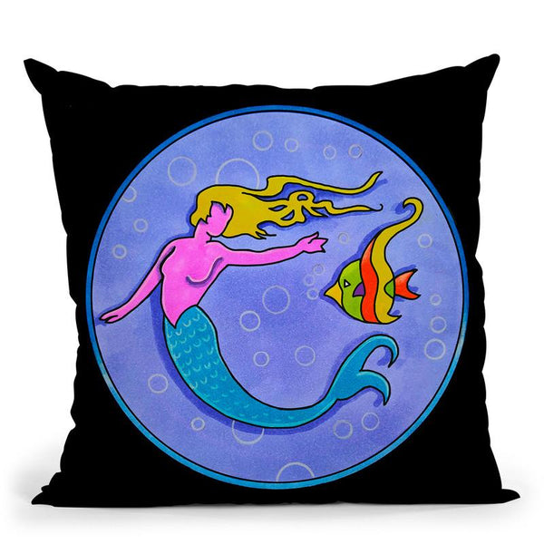 Pop-Art-Mermaid-Circle Throw Pillow By Howie Green - All About Vibe