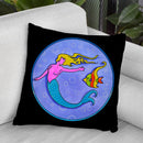 Pop-Art-Mermaid-Circle Throw Pillow By Howie Green - All About Vibe