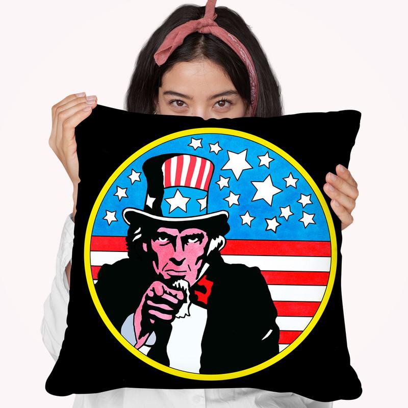 Pop-Art-Uncle-Sam-Circle Throw Pillow By Howie Green - All About Vibe