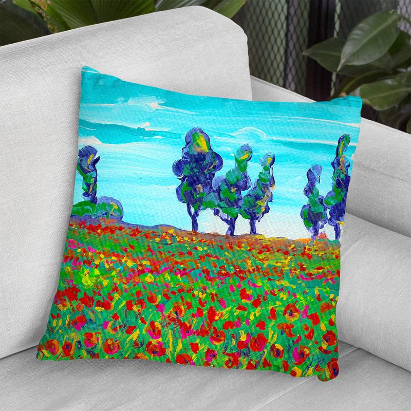 6 Poppy Field Throw Pillow By Howie Green - All About Vibe