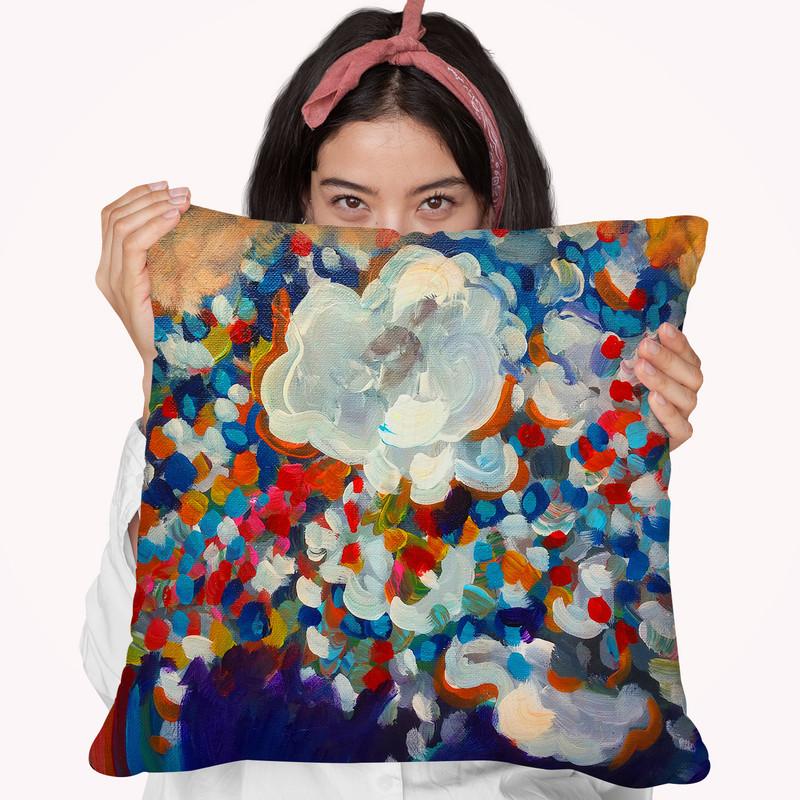 6 White Flowers Throw Pillow By Howie Green - All About Vibe