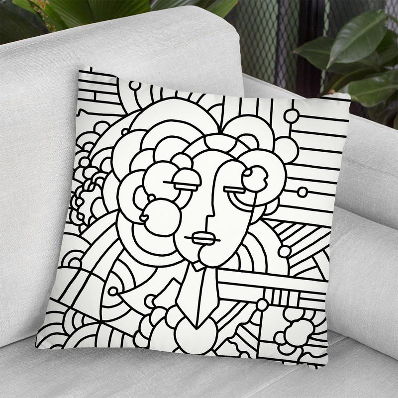 Art Deco Face 116 Throw Pillow By Howie Green - All About Vibe