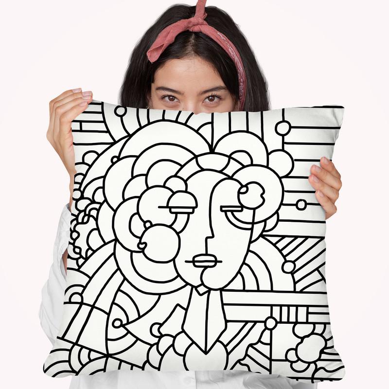 Art Deco Face 116 Throw Pillow By Howie Green - All About Vibe