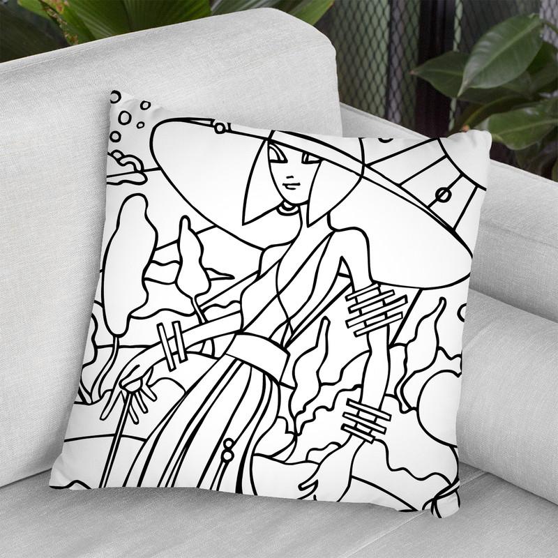 Art Deco Lady Stroll Throw Pillow By Howie Green - All About Vibe