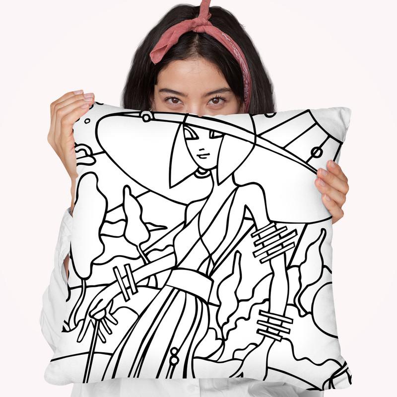 Art Deco Lady Stroll Throw Pillow By Howie Green - All About Vibe