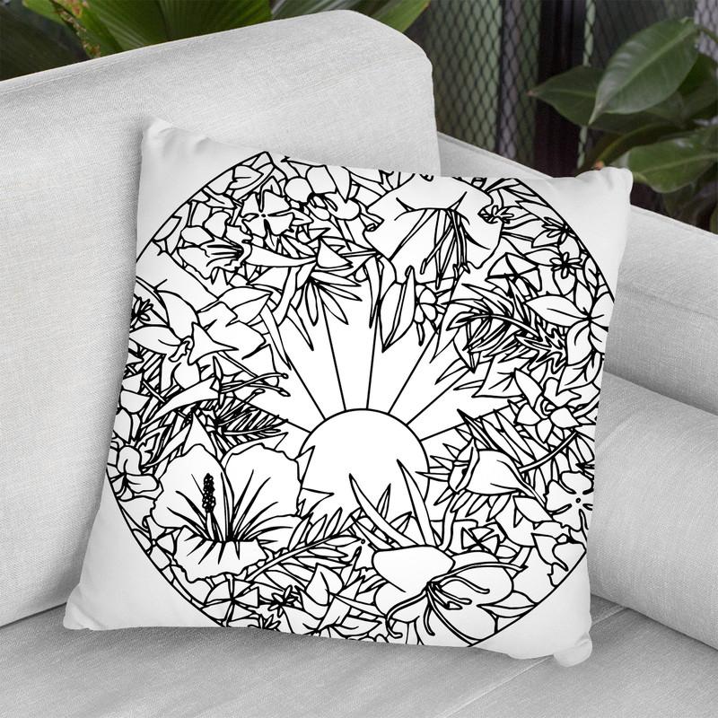 Circle Fleurs Throw Pillow By Howie Green - All About Vibe