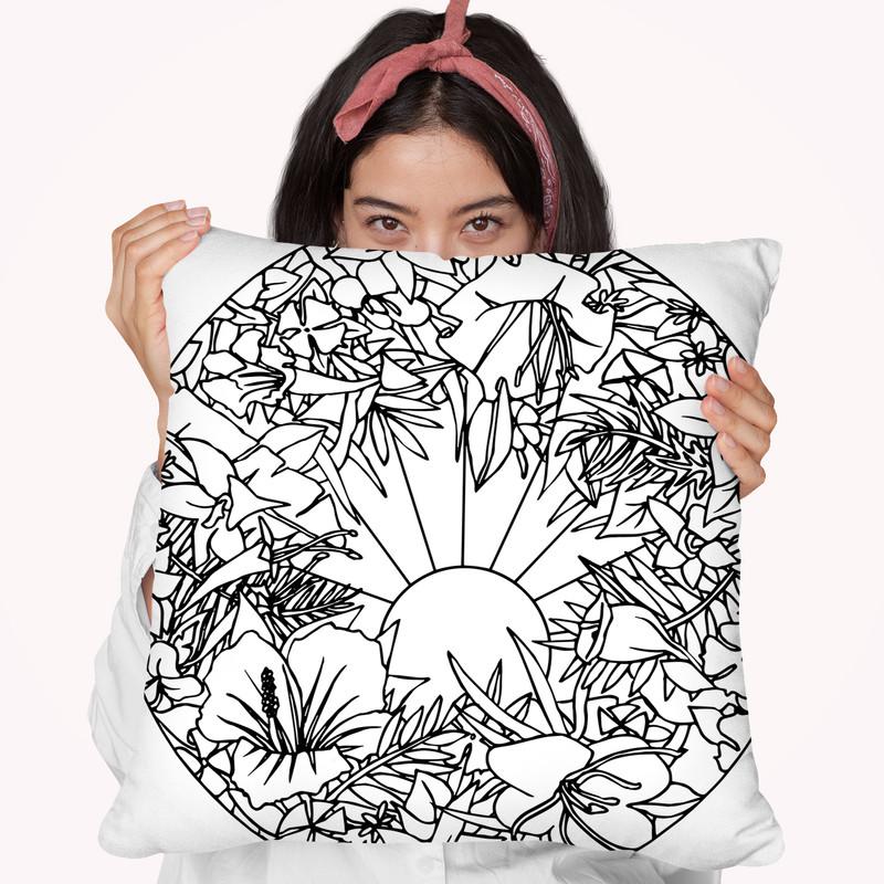 Circle Fleurs Throw Pillow By Howie Green - All About Vibe