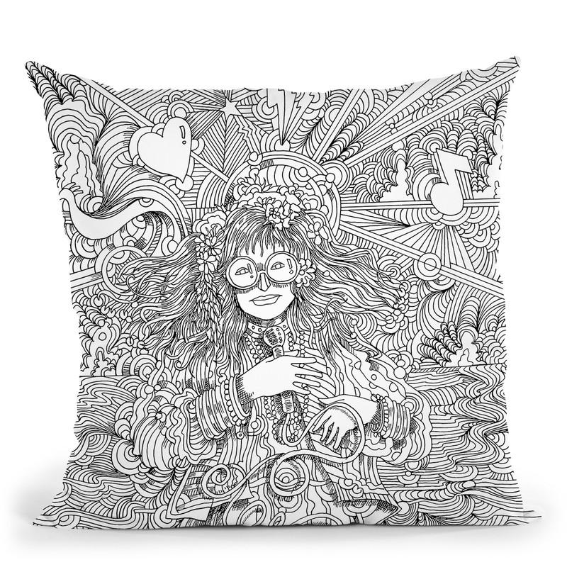 Hippie Chick Throw Pillow By Howie Green - All About Vibe
