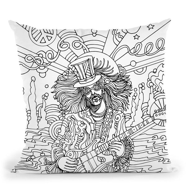 Hippie Musician 3 Throw Pillow By Howie Green - All About Vibe