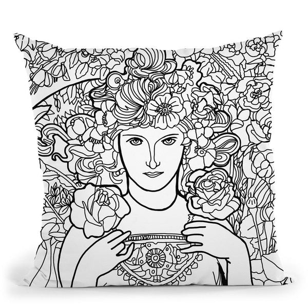 Mucha Lady 2 Throw Pillow By Howie Green - All About Vibe