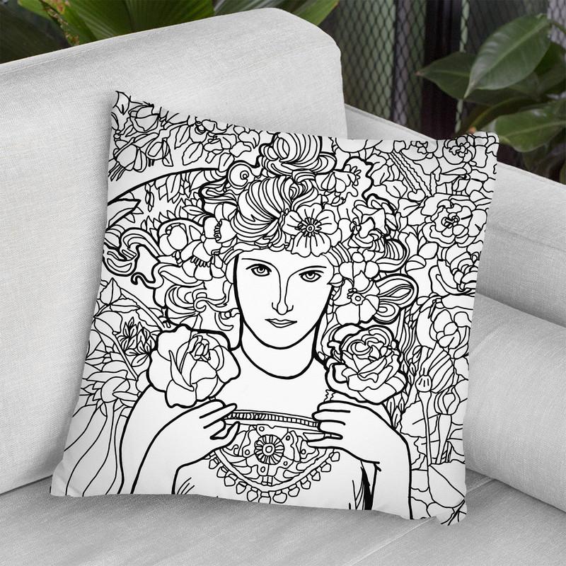 Mucha Lady 2 Throw Pillow By Howie Green - All About Vibe