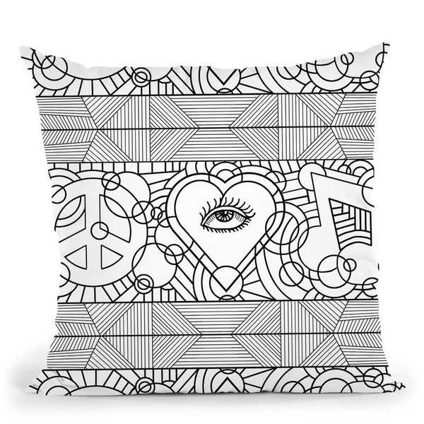 Peace Love Music Horiz Throw Pillow By Howie Green - All About Vibe
