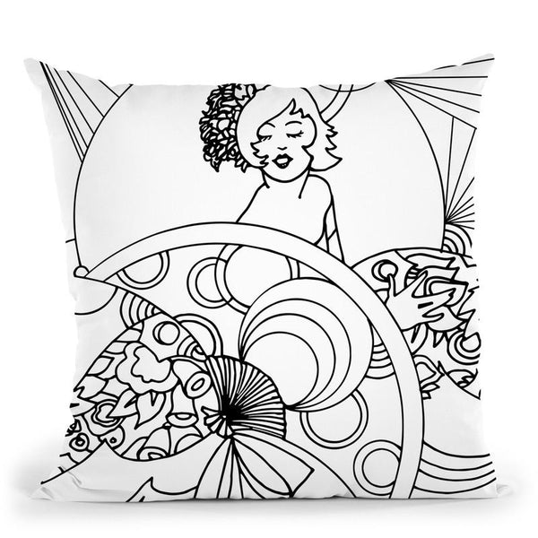 Circle Lady Lineart Throw Pillow By Howie Green - All About Vibe