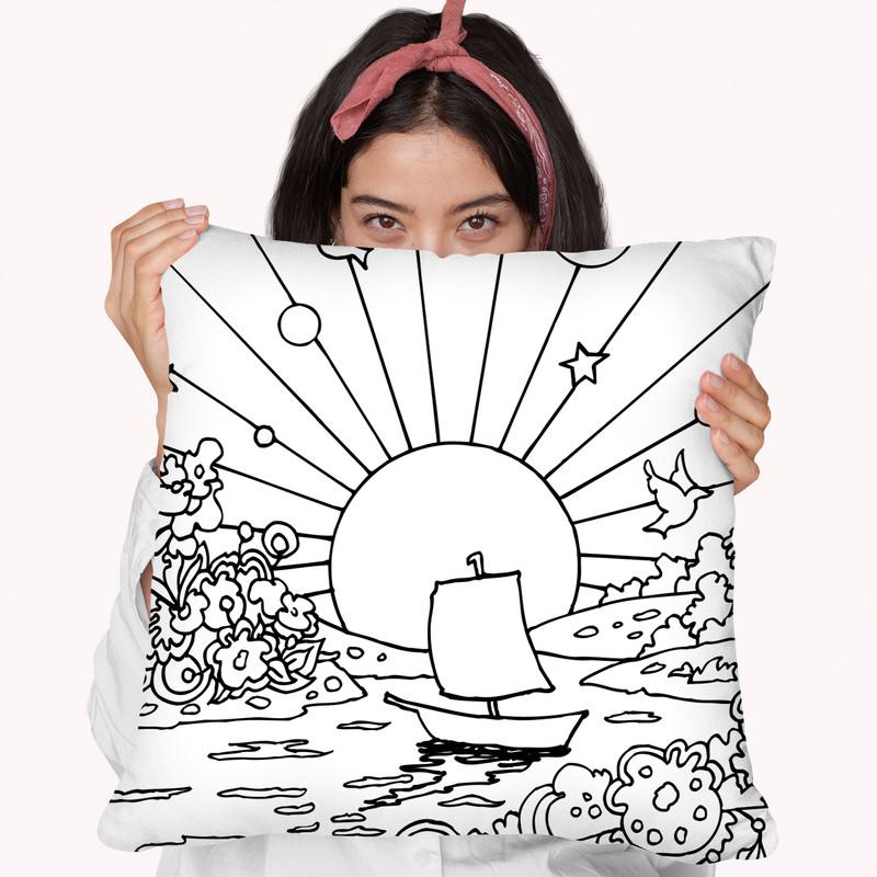 Cosmic Boat Color Throw Pillow By Howie Green - All About Vibe