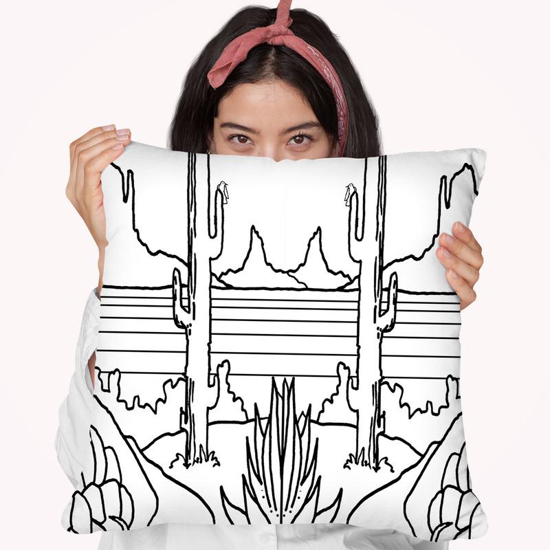 Desert Lineart Throw Pillow By Howie Green - All About Vibe