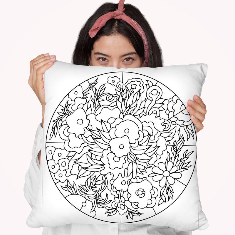 Flower Circle Throw Pillow By Howie Green - All About Vibe