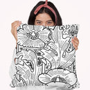 Hollyhocks Lineart Throw Pillow By Howie Green - All About Vibe