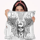 Lacrosse Skull Line Art Throw Pillow By Howie Green - All About Vibe