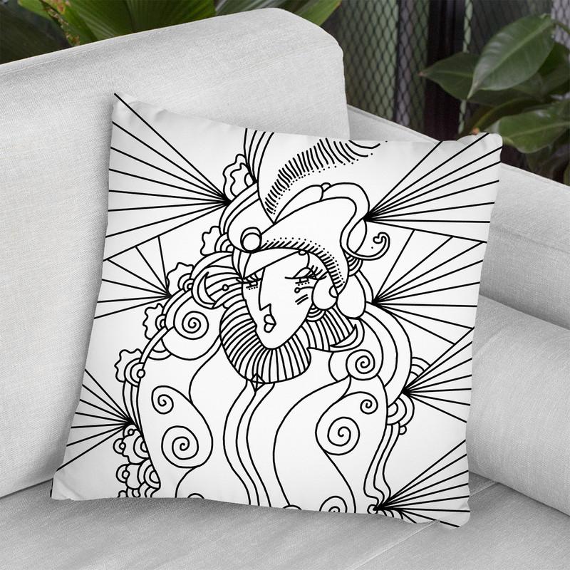 Lady 216 Linework Throw Pillow By Howie Green - All About Vibe
