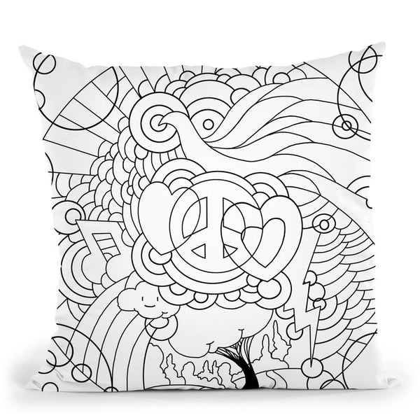 Peace Love Music Circle Throw Pillow By Howie Green - All About Vibe