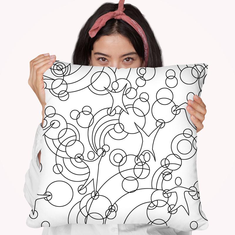 Playroom Wall Lineart Throw Pillow By Howie Green - All About Vibe