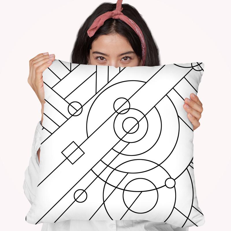 Pop Art Deco Panel 1 Lineart Throw Pillow By Howie Green - All About Vibe