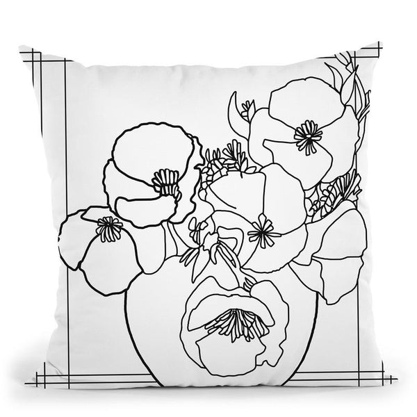 Poppy Bowl Lineart Throw Pillow By Howie Green - All About Vibe