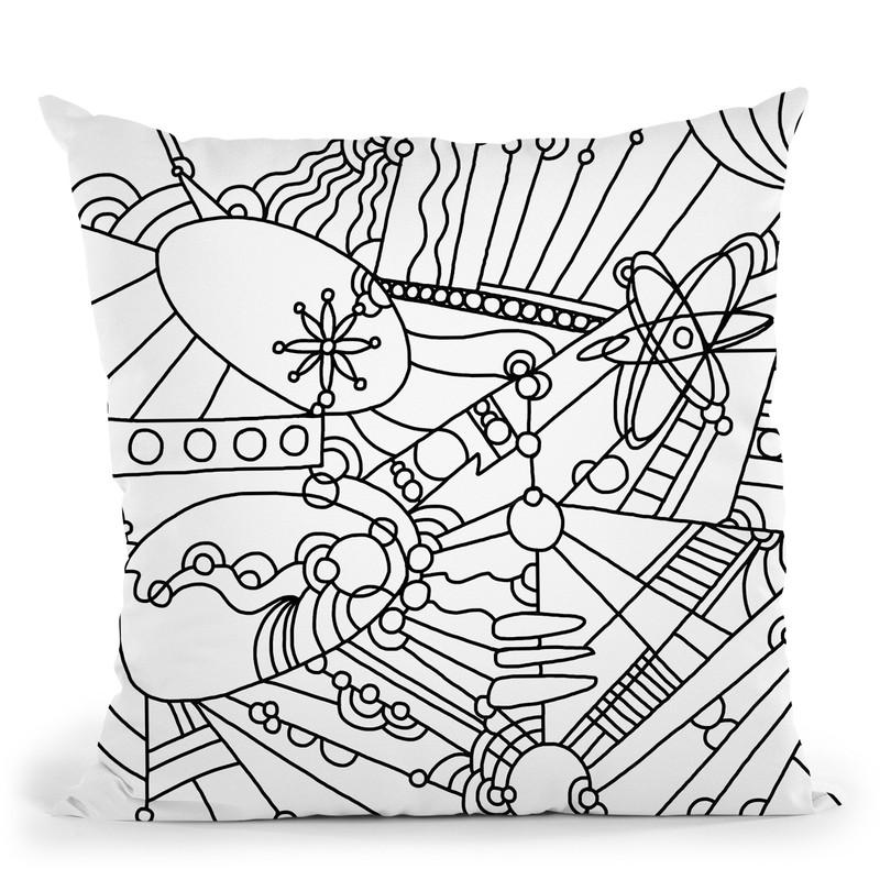 Retro Lineart Throw Pillow By Howie Green - All About Vibe