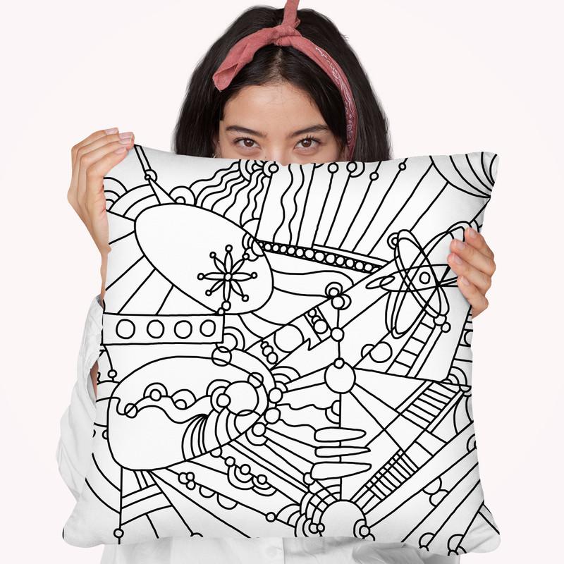 Retro Lineart Throw Pillow By Howie Green - All About Vibe