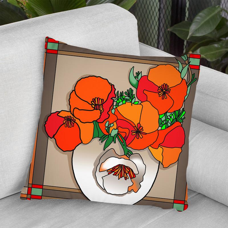 Poppy Bowl Throw Pillow By Howie Green - All About Vibe