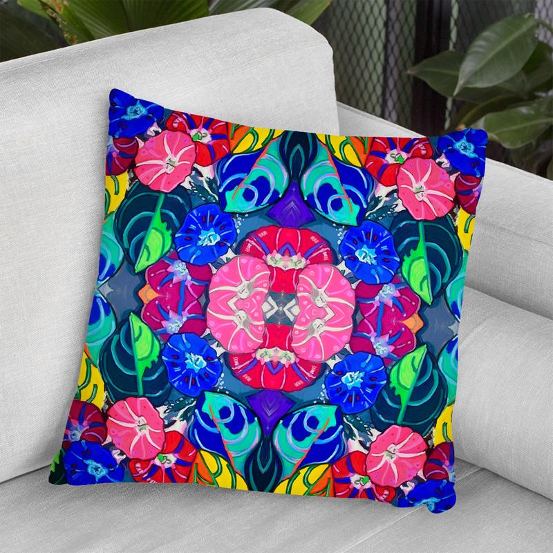 Pop Art Flowers Kaleidoscope Throw Pillow By Howie Green - All About Vibe