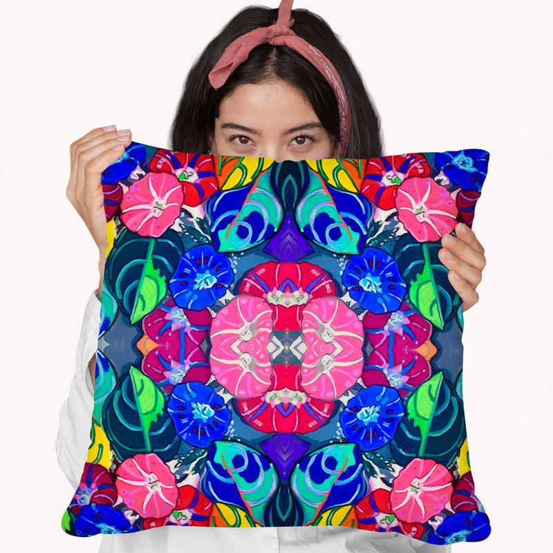Pop Art Flowers Kaleidoscope Throw Pillow By Howie Green - All About Vibe
