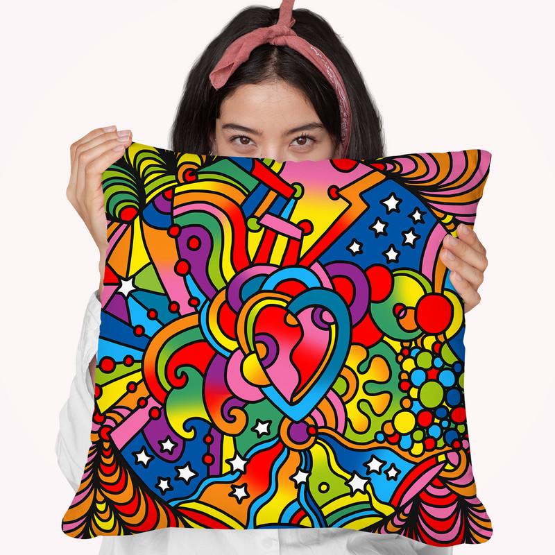 Pop Art Heart Swirls Throw Pillow By Howie Green - All About Vibe