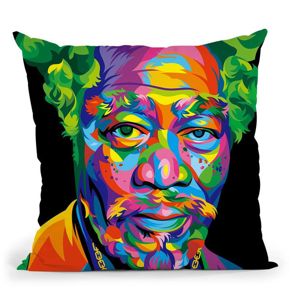 Morgan Freeman Throw Pillow By Bob Weer - All About Vibe