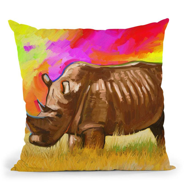 Rhino 2 Throw Pillow By Howie Green - All About Vibe