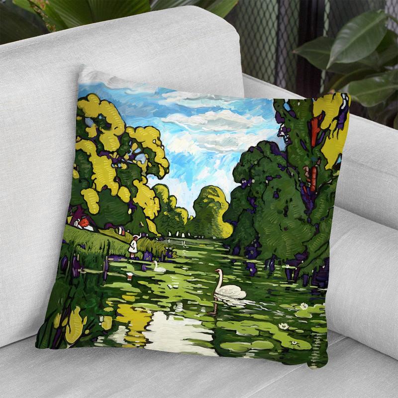 Pop London Landscape Gardens Throw Pillow By Howie Green - All About Vibe