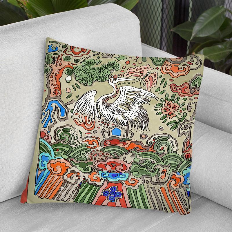 Asian Crane Throw Pillow By Howie Green - All About Vibe