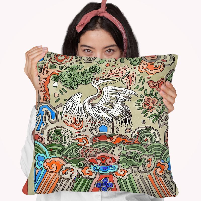 Asian Crane Throw Pillow By Howie Green - All About Vibe
